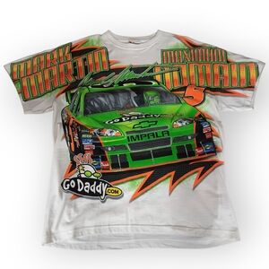 Vtg Chase Authentics Mark Martin Go Daddy Nascar Racing Graphic Tee AOP - L